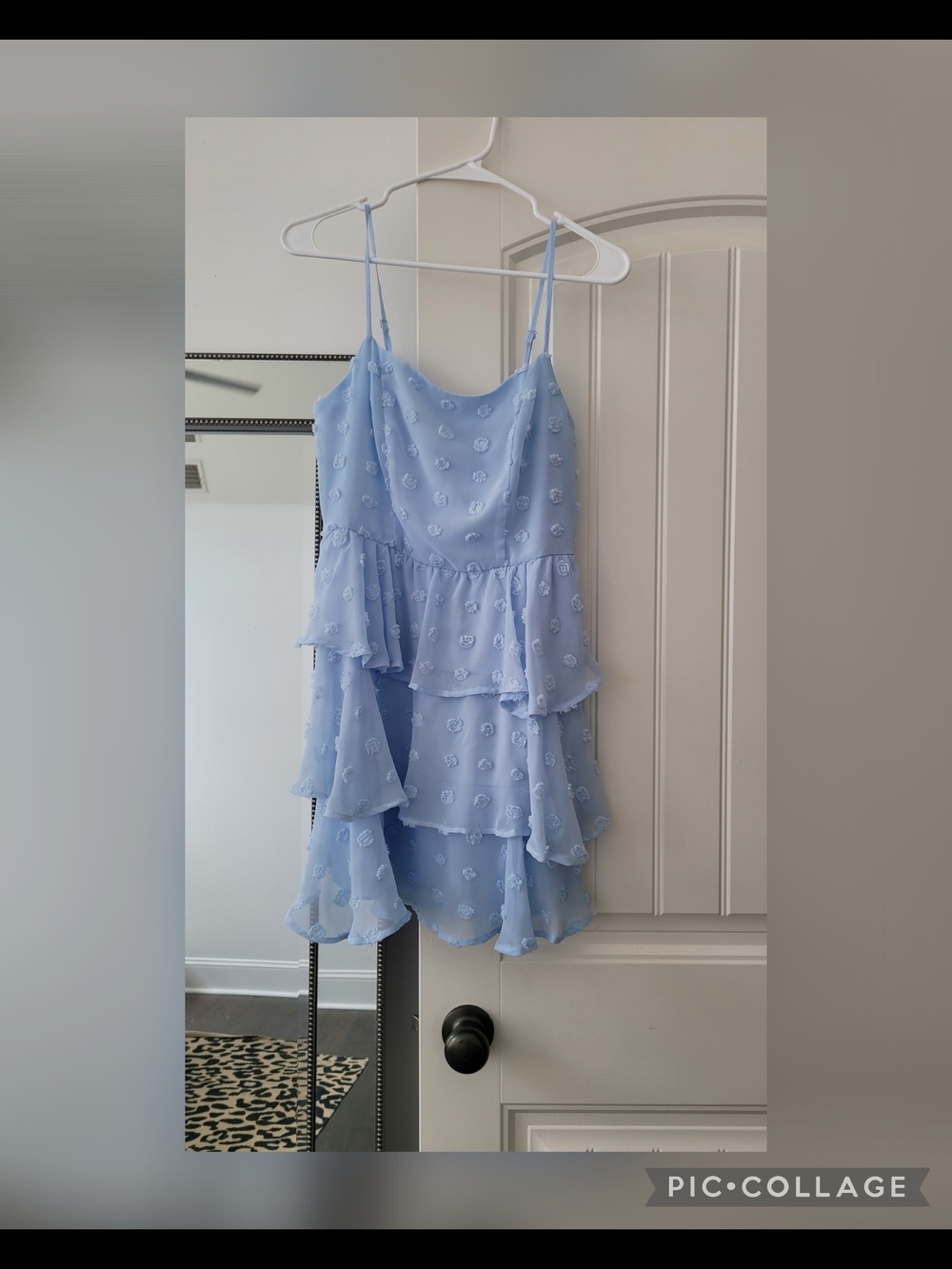 Trixxi Light Blue Ruffle Tiered Spaghetti Strap Dress